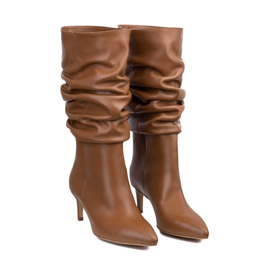 Eva Slouchy Brown Leather Boots