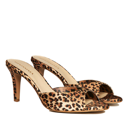 Vicky Animal Print Satin Mules