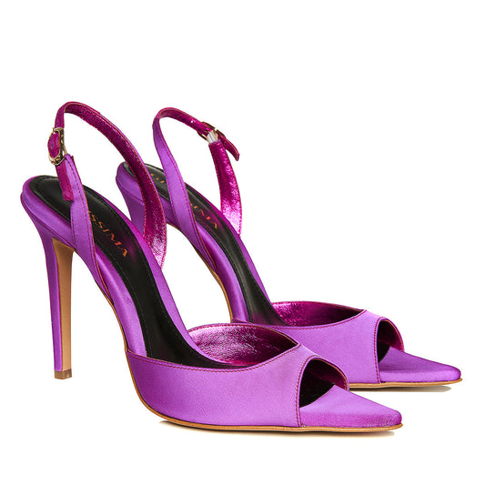 Vicky Plum Violet Satin Sandals