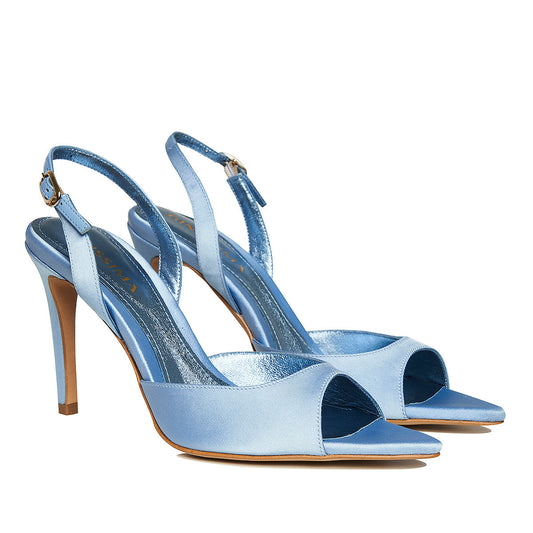 Vicky Baby Blue Satin Sandals